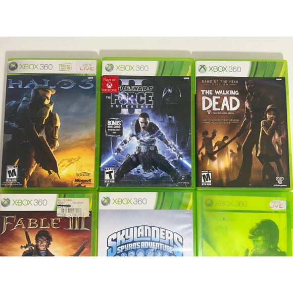 Xbox 360 6 Game Lot Halo 3, Force Unleashed, Walking Dead, Fable 3, Skylanders - Picture 5 of 5